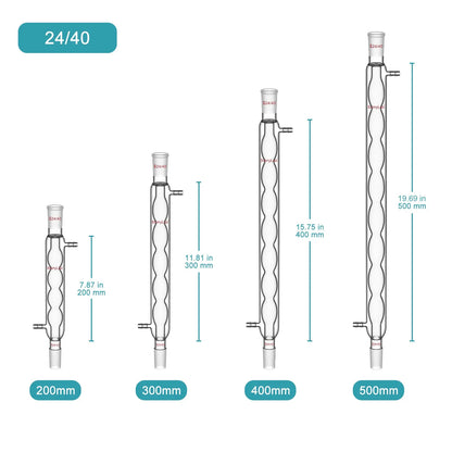 Allihn Condenser, 200-500 mm Jacket Length, 19/22 & 24/40 Joint Condensers-Allihn Condensers