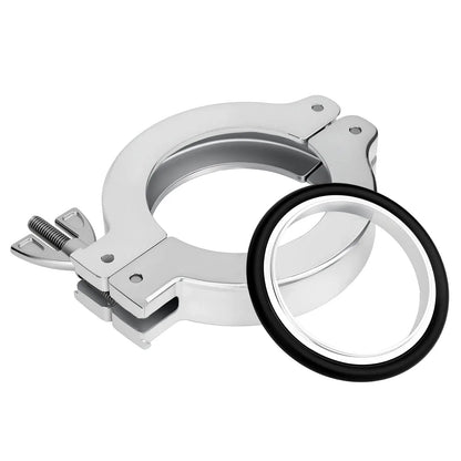 Aluminum alloy KF vacuum flange clamp with positioning support bracket, wing nut and nitrile rubber gasket for KF16, KF25, KF40 and KF50 vacuum connections StonyLab