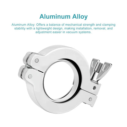 Aluminum alloy KF vacuum flange clamp with positioning support bracket, wing nut and nitrile rubber gasket for KF16, KF25, KF40 and KF50 vacuum connections StonyLab