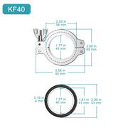 Aluminum alloy KF vacuum flange clamp with positioning support bracket, wing nut and nitrile rubber gasket for KF16, KF25, KF40 and KF50 vacuum connections StonyLab