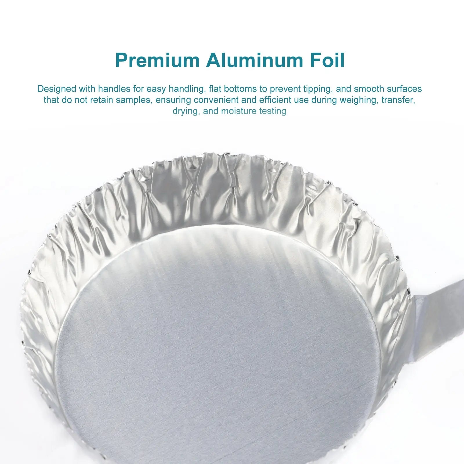 Side view and dimensional layout of the durable StonyLab Aluminum Weighing Dishes with Handles