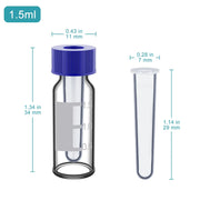Close-up view showing the precise design and material of StonyLab Clear Autosampler Vials with PP Inserts