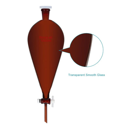 Amber Conical Separatory Funnel with 24/40 Joints and PTFE Stopcock, 60-5000 ml Funnels-Separatory