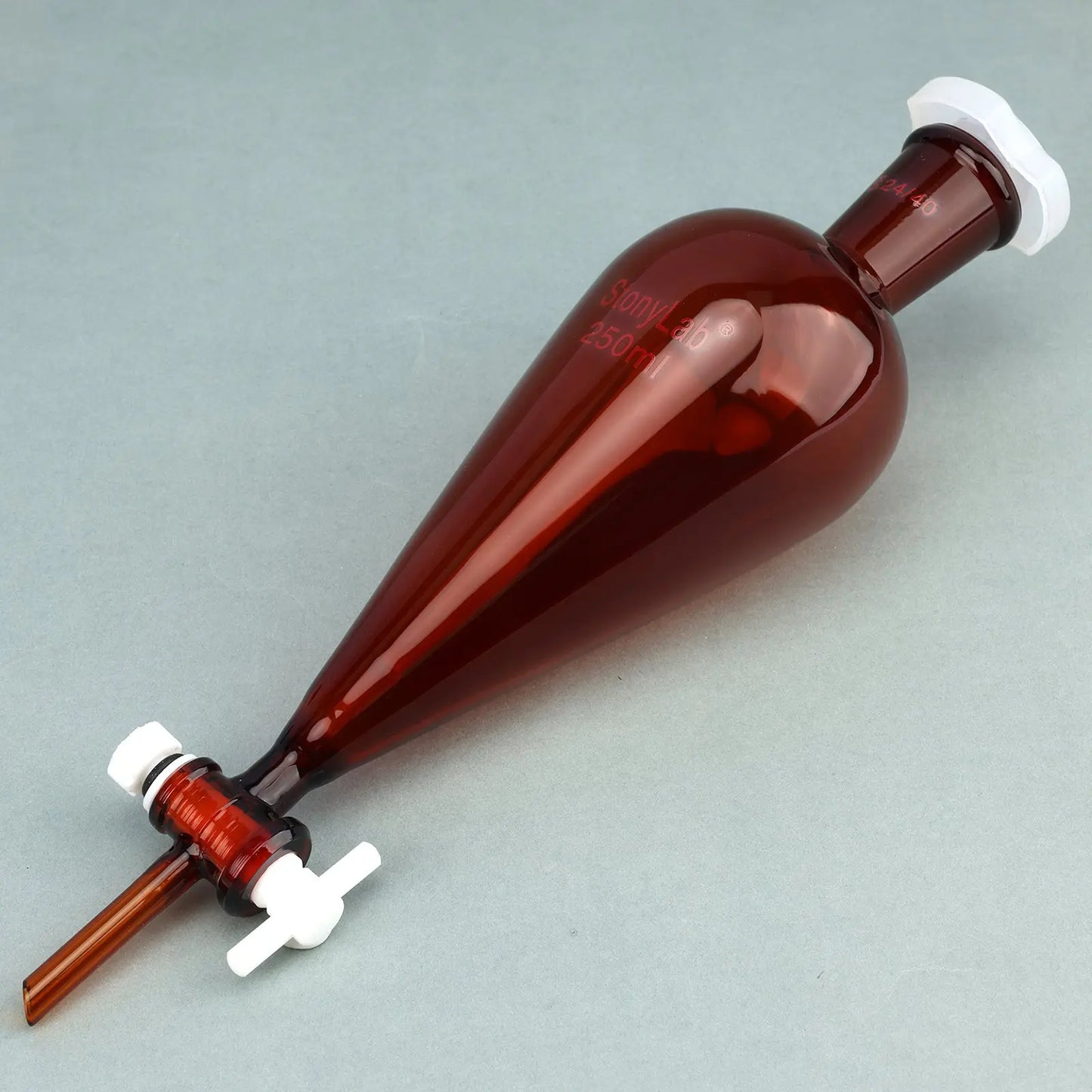 Amber Conical Separatory Funnel with 24/40 Joints and PTFE Stopcock, 60-5000 ml Funnels-Separatory