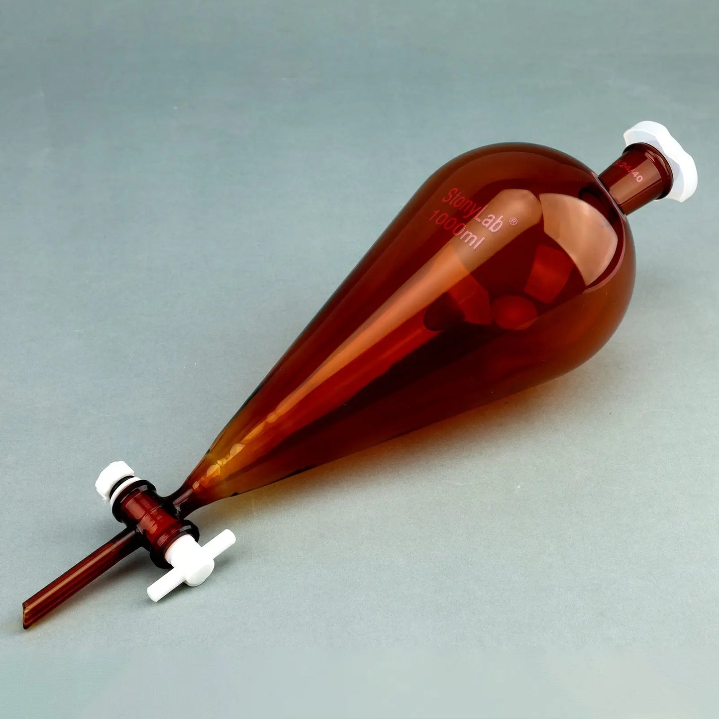 Amber Conical Separatory Funnel with 24/40 Joints and PTFE Stopcock, 60-5000 ml Funnels-Separatory