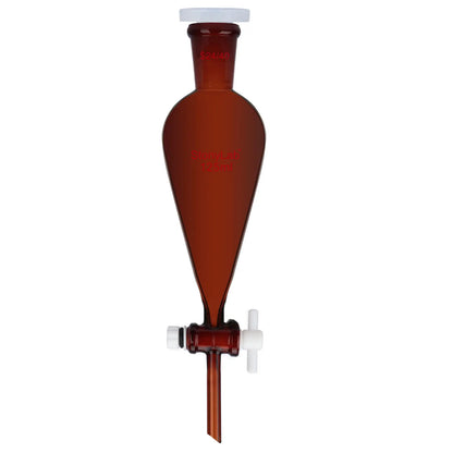 Amber Conical Separatory Funnel with 24/40 Joints and PTFE Stopcock, 60-5000 ml Funnels-Separatory 125-ml