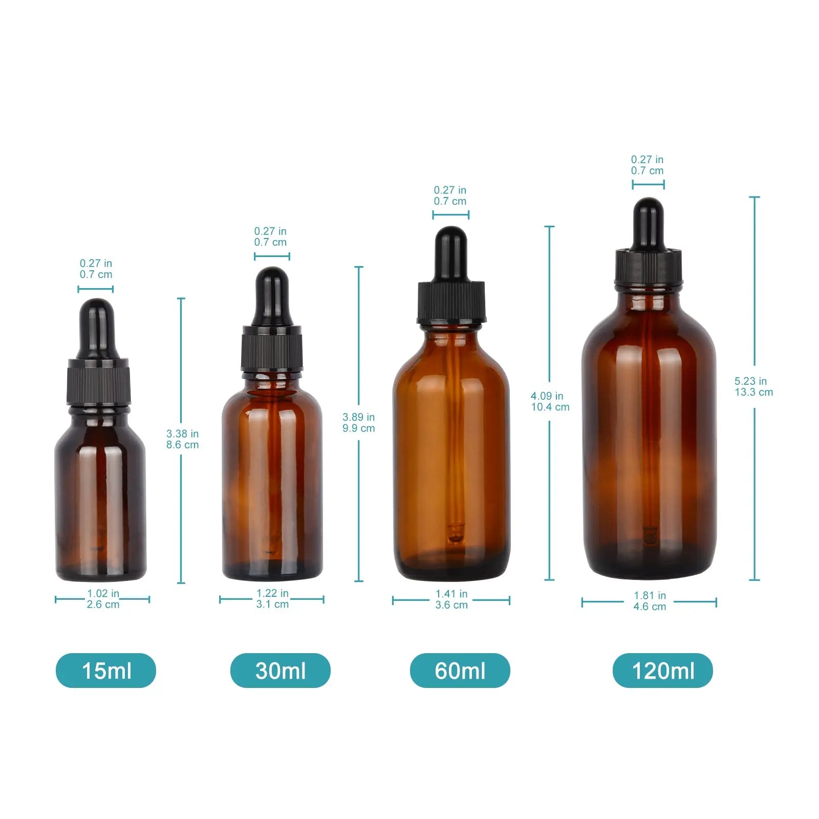 Close-up view showing the precise design and material of StonyLab Amber Dropper Bottle