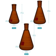 Amber Erlenmeyer Flask, 24/40 Joint, 100-500 ml Flasks-Erlenmeyer