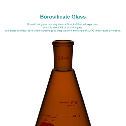 Amber Erlenmeyer Flask, 24/40 Joint, 100-500 ml Flasks-Erlenmeyer