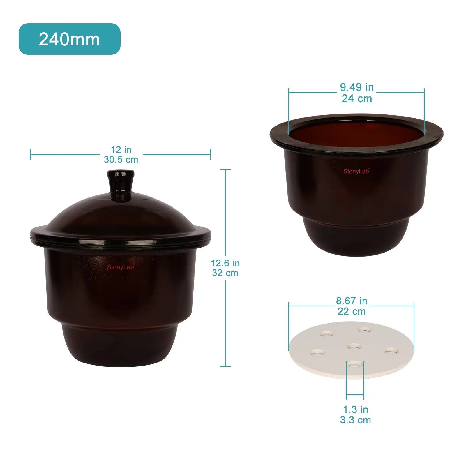 Detailed structural assembly component for StonyLab Amber Glass Desiccator