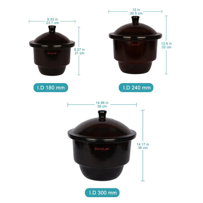 Amber Glass Desiccator, I.D 180mm - 300mm Desiccators-Non-Vacuum