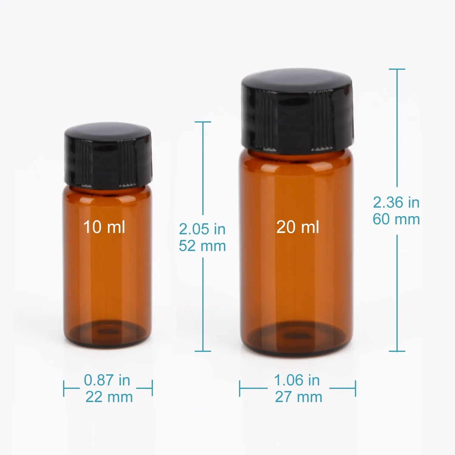 Amber Glass Sample Vials , 10 ml / (0.3 oz), Pack of 40 Vial-Sample