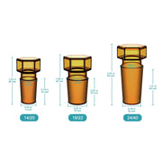 Close-up view showing the precise design and material of StonyLab Amber Glass Stoppers
