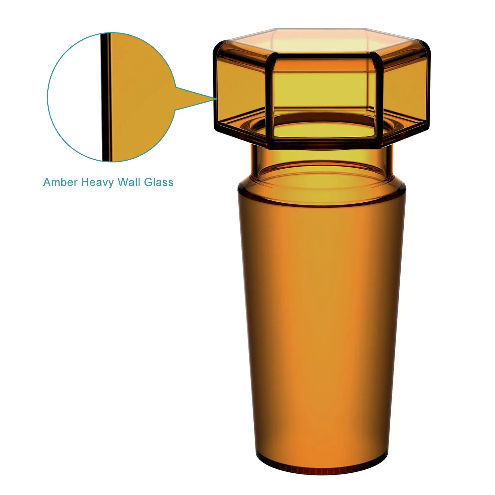 Amber Glass Stoppers, Hex-Head, Hollow Stoppers-Glass