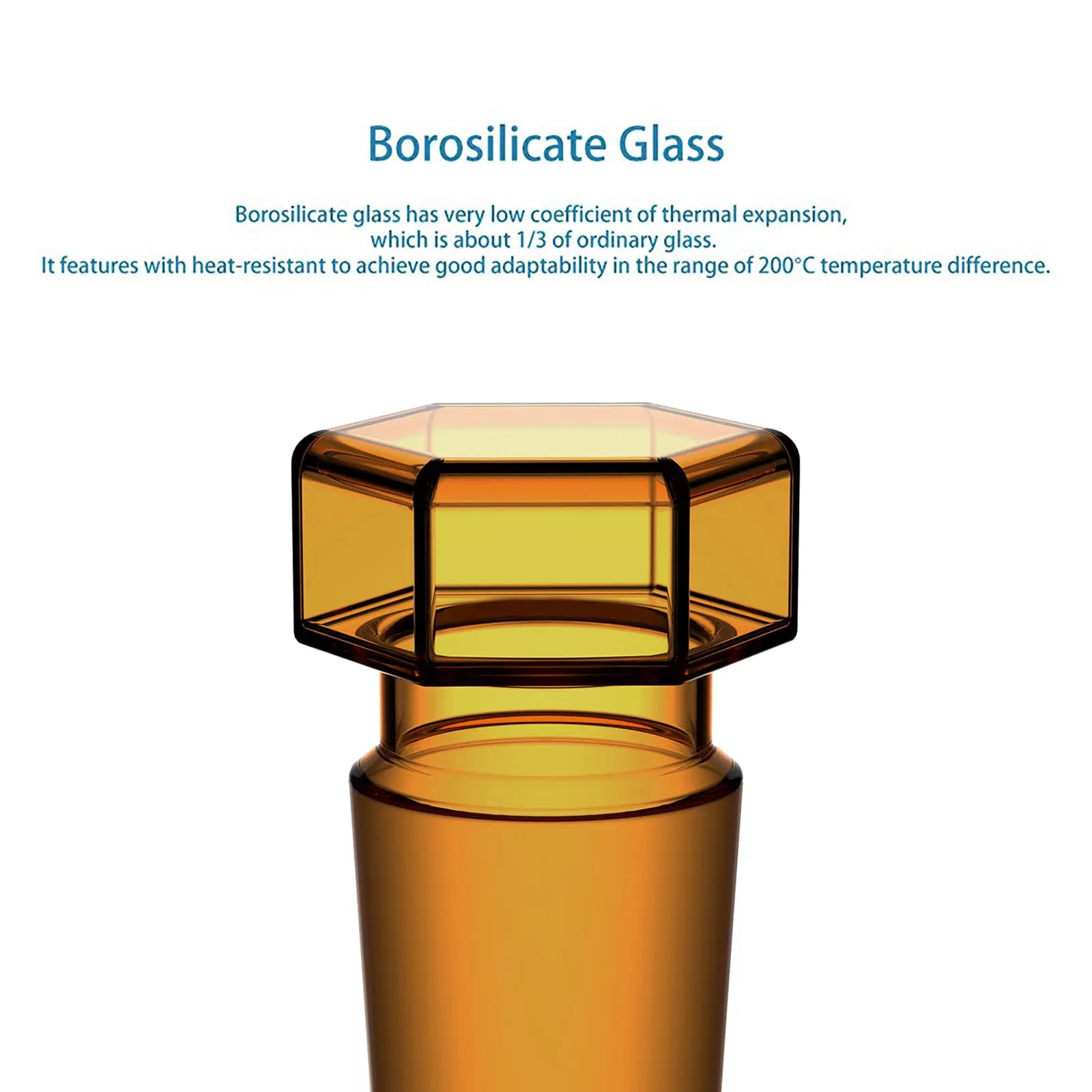 Amber Glass Stoppers, Hex-Head, Hollow Stoppers-Glass