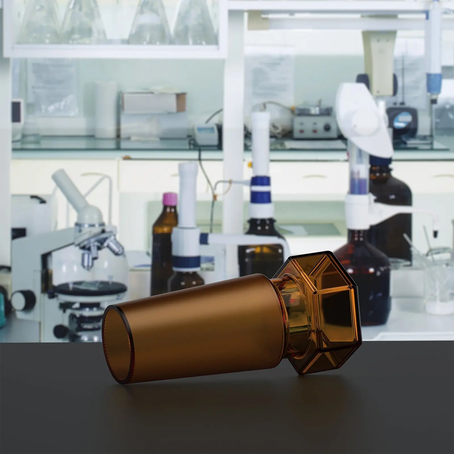 Amber Glass Stoppers, Hex-Head, Hollow Stoppers-Glass