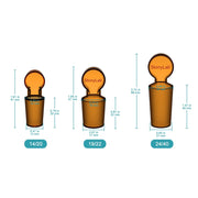Close-up view showing the precise design and material of StonyLab Amber Glass Stoppers