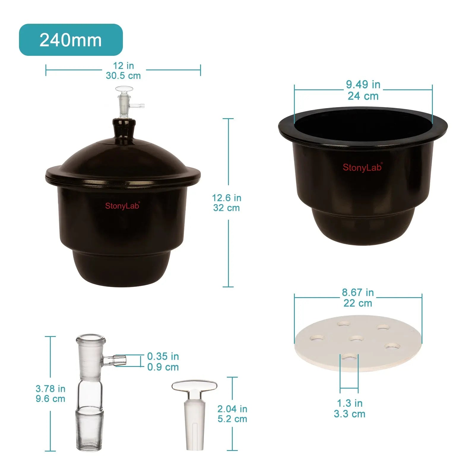 Amber Glass Vacuum Desiccator with Glass Vacuum Valve Desiccators-Vacuum