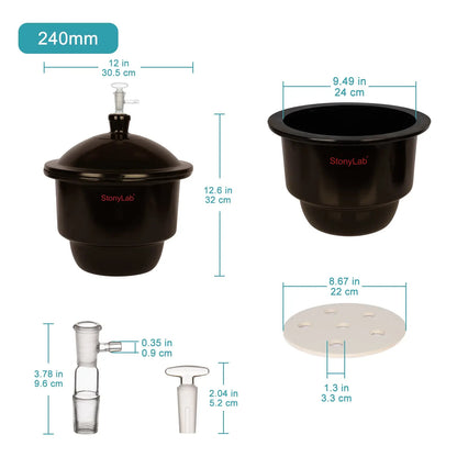 Amber Glass Vacuum Desiccator with Glass Vacuum Valve Desiccators-Vacuum
