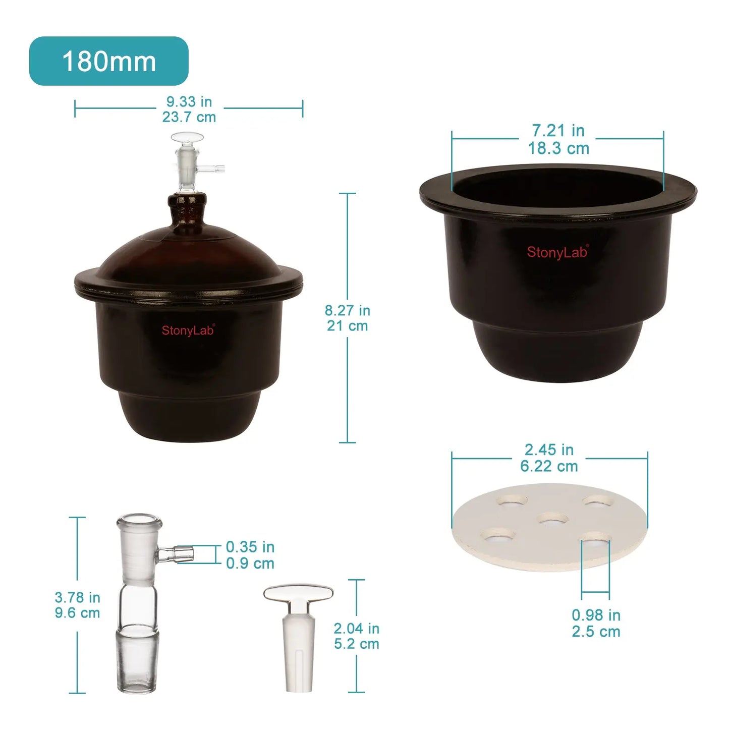 Amber Glass Vacuum Desiccator with Glass Vacuum Valve Desiccators-Vacuum