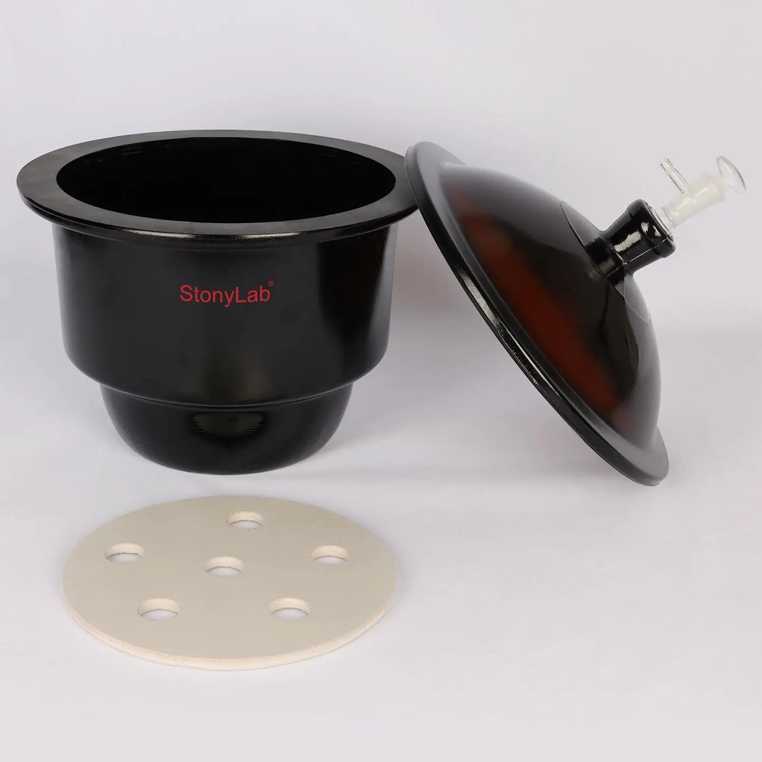 Comprehensive product view and setup components for StonyLab Amber Glass Vacuum Desiccator