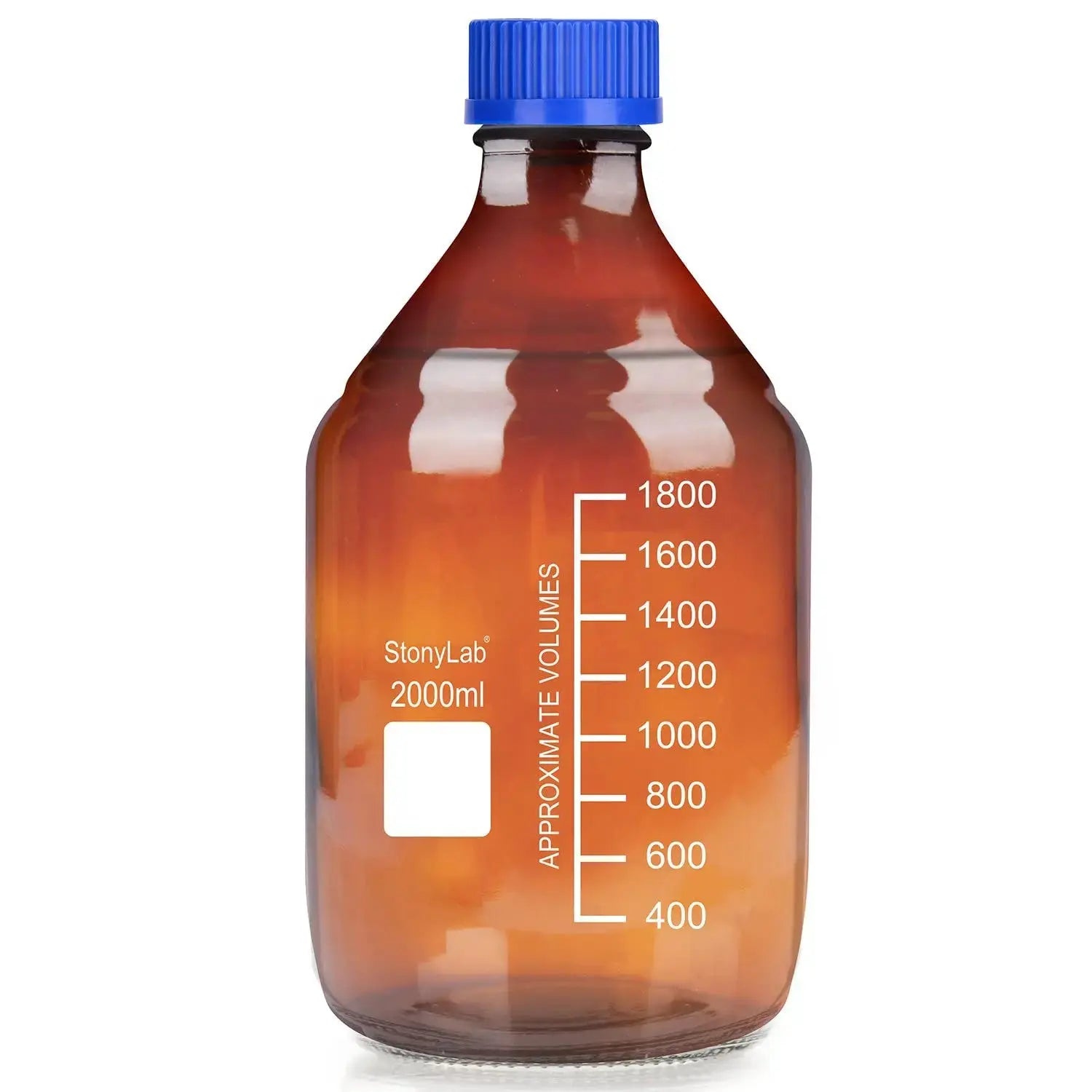 Amber Media Storage Bottles with GL45 Blue Screw Cap, 250-2000 ml Bottles-Storage Bottles
