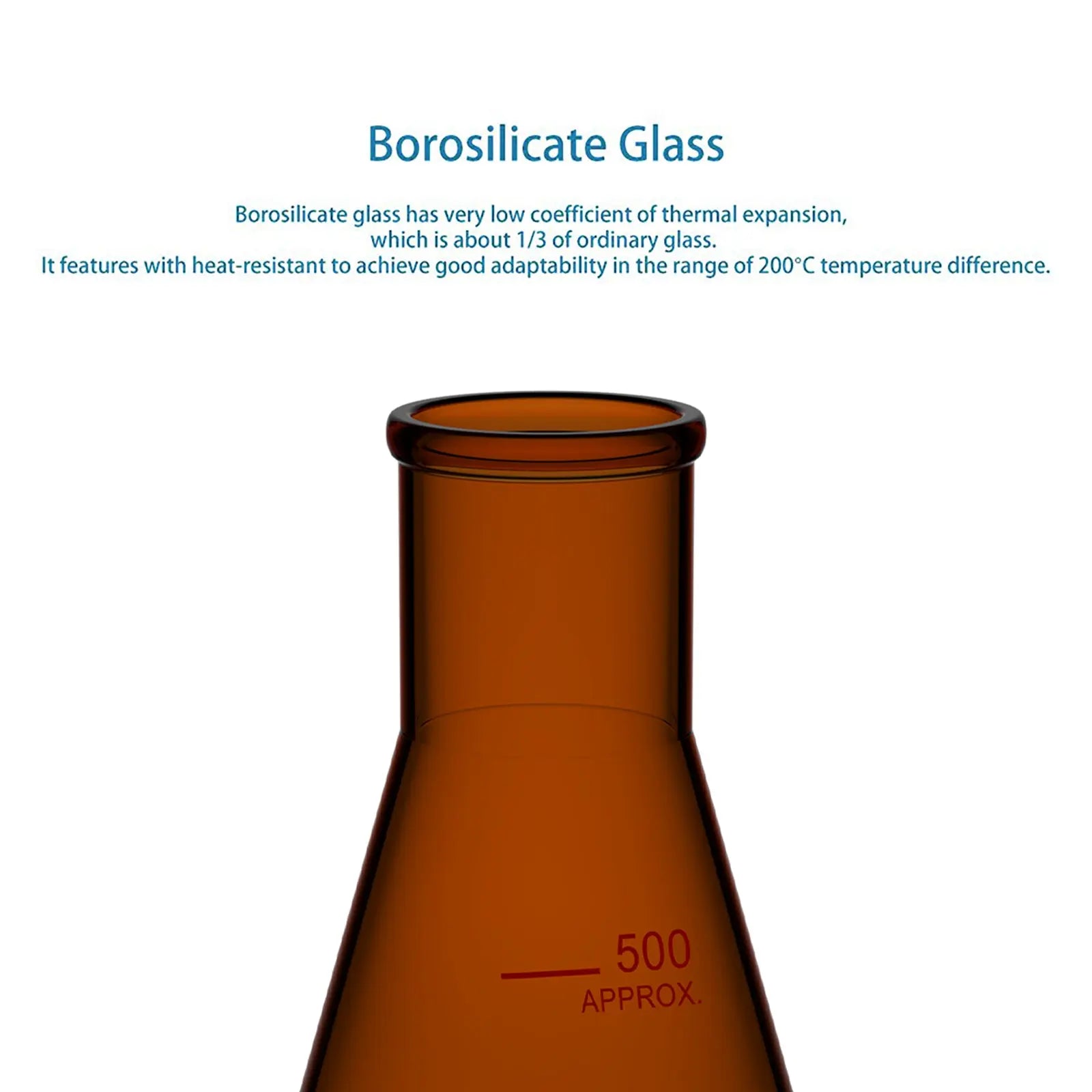 Amber Narrow Mouth Erlenmeyer Flask, 100-500ml Flasks-Erlenmeyer