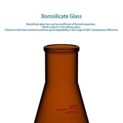 Amber Narrow Mouth Erlenmeyer Flask, 100-500ml Flasks-Erlenmeyer