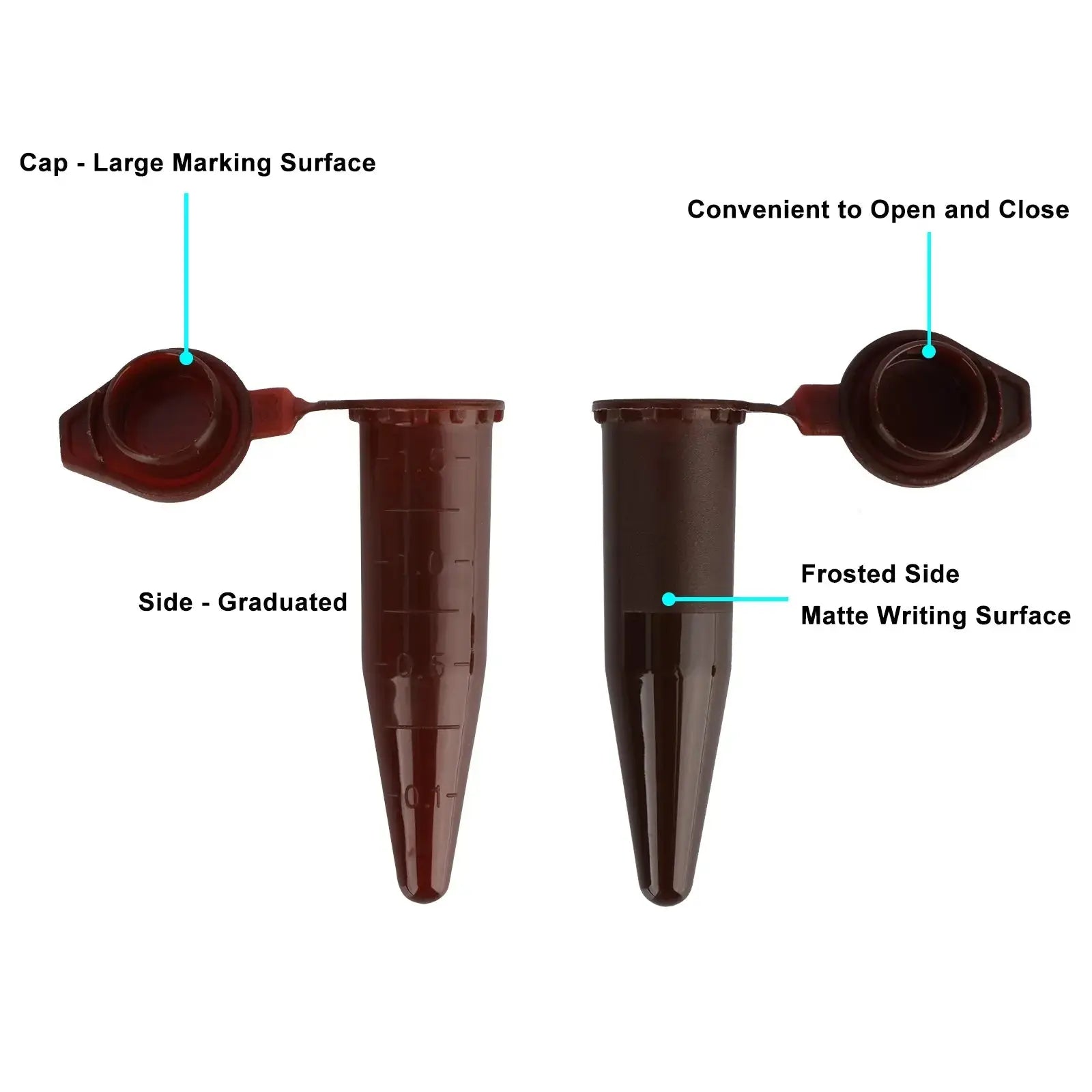Side view and dimensional layout of the durable StonyLab Amber PP Micro Centrifuge Tubes with Snap Cap