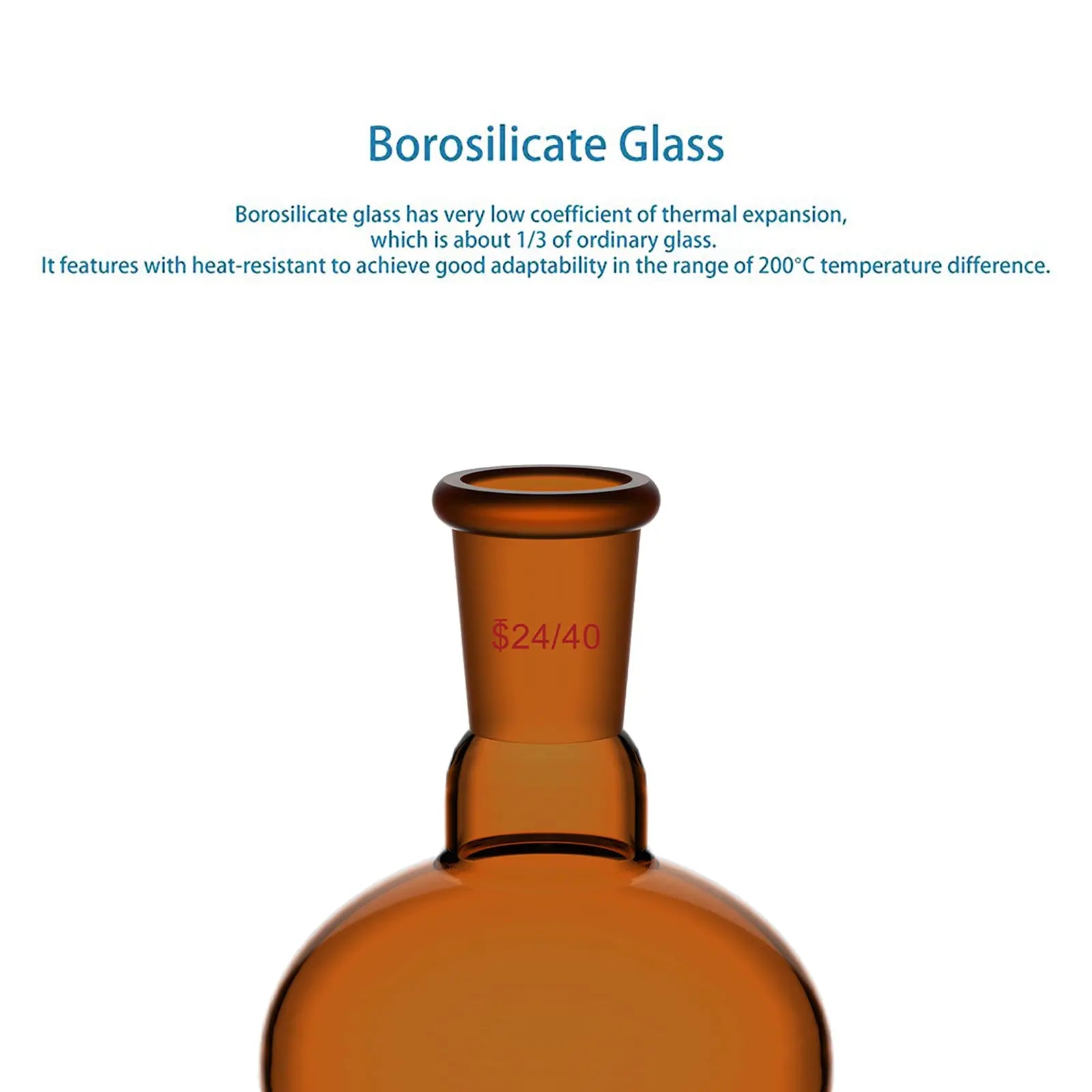 StonyLab Amber Single Neck Flask heavy duty chemical processing configuration