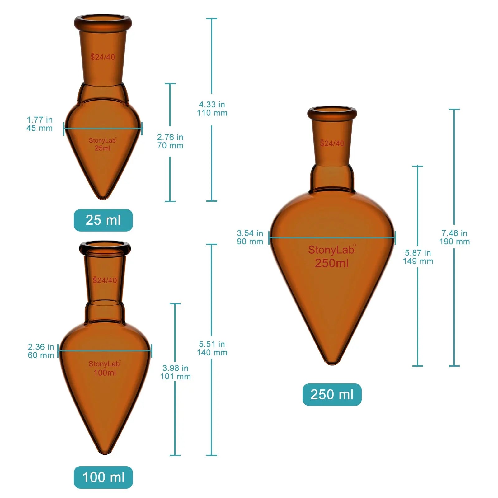 Close-up view showing the precise design and material of StonyLab Amber Single Neck Flask
