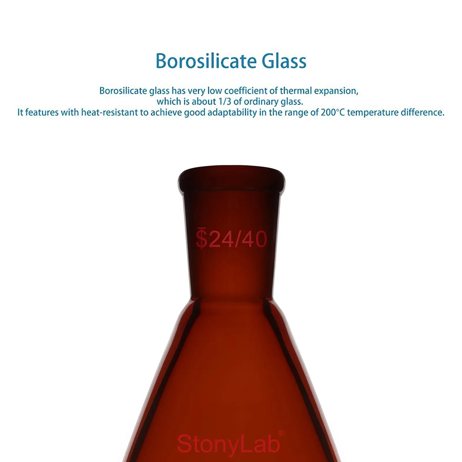 StonyLab Amber Single Neck Recovery Flask heavy duty chemical processing configuration