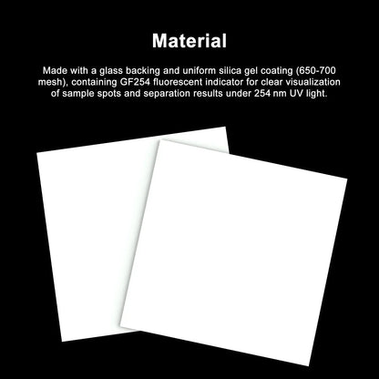Silica Gel GF254 HPTLC Plate, 0.25 mm Thickness, Glass-Backed Laboratory Slide with Fluorescent Indicator for UV 254 nm, TLC Chromatography, 10, 20, 40, 60, 80 Pack