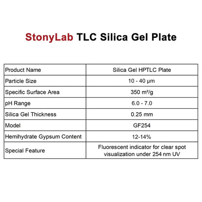 Analytical TLC Plates, Silica Gel 60 GF254 on Glass, 25x75 to 200x200 mm (Pack of 10 to 80) Chromatography-TLC Plate
