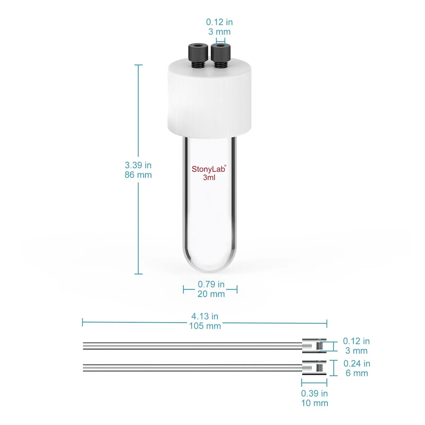 Basic Sealed Tubular Electrolytic Cell, 3-5 ml Electrolyzer-Single Chamber