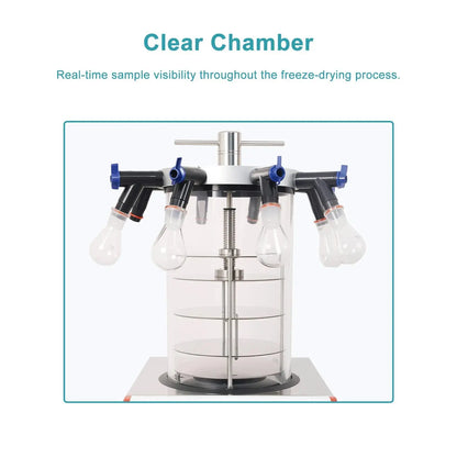 Benchtop Freeze Dryer with Vacuum Pump, -60°C Cold Trap, 0.092-0.12 ㎡ Drying Area, 3 kg/Batch Water Capture Capacity Dryers-Freeze/Spray
