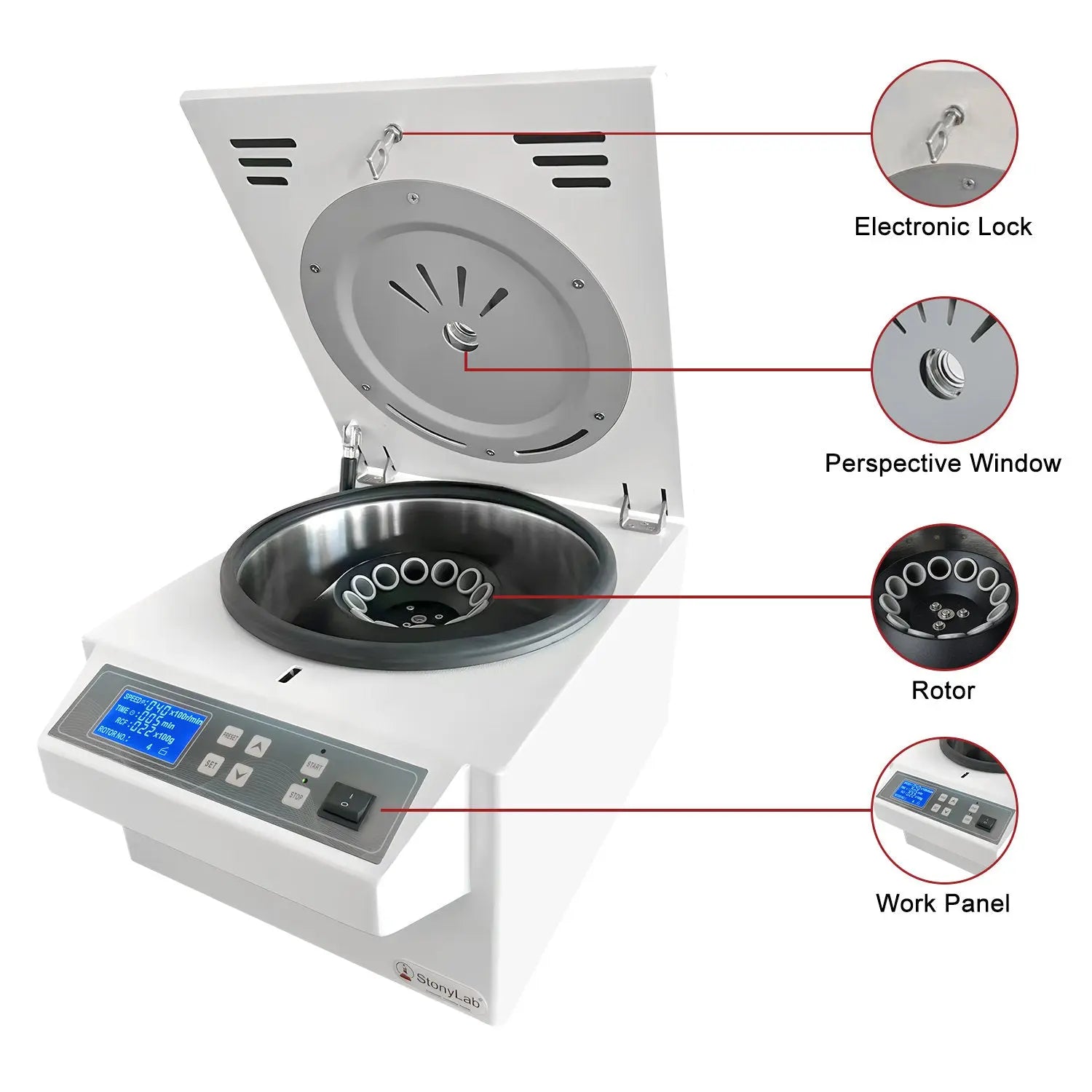 StonyLab Benchtop Low-Speed Centrifuge heavy duty chemical processing configuration