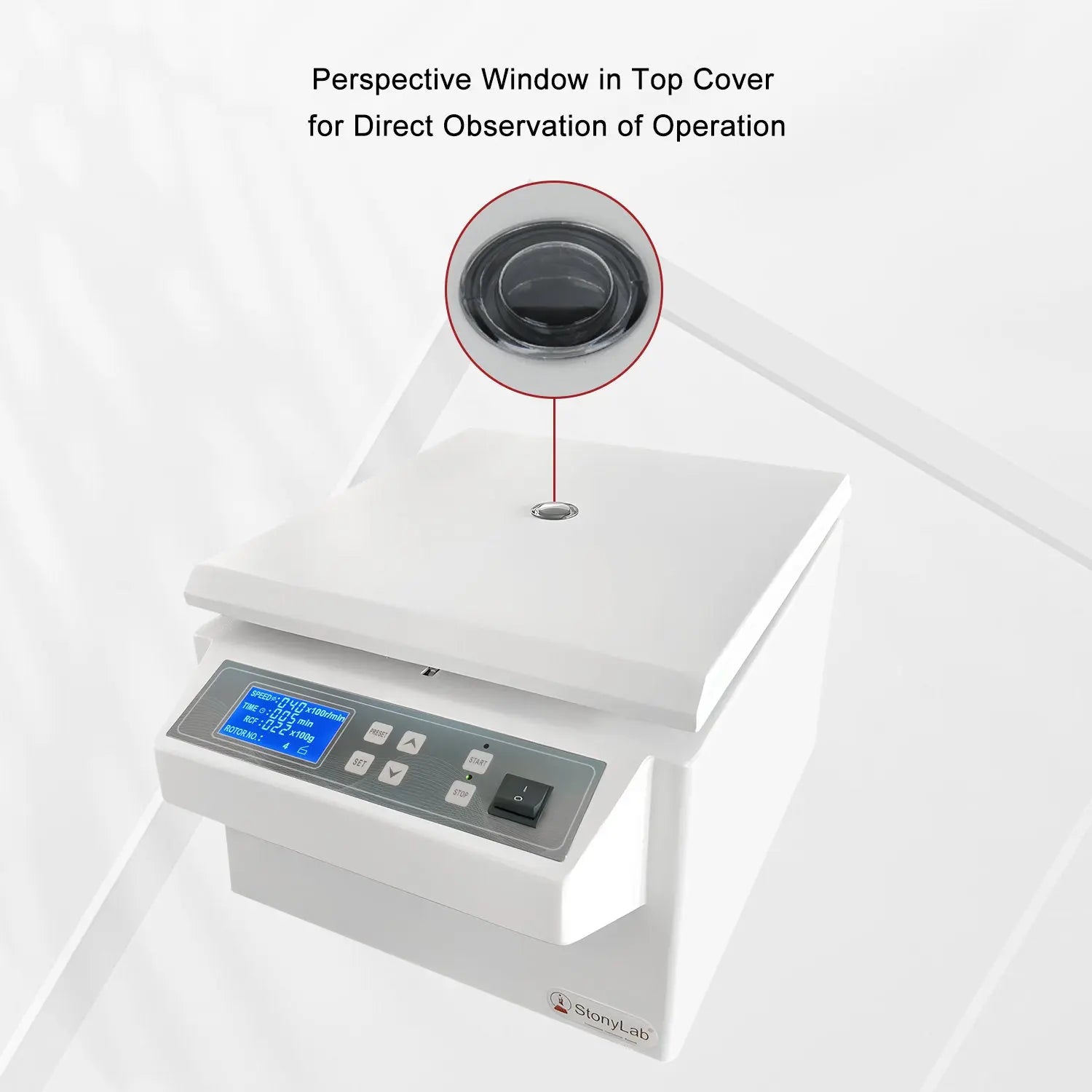 Comprehensive product view and setup components for StonyLab Benchtop Low-Speed Centrifuge