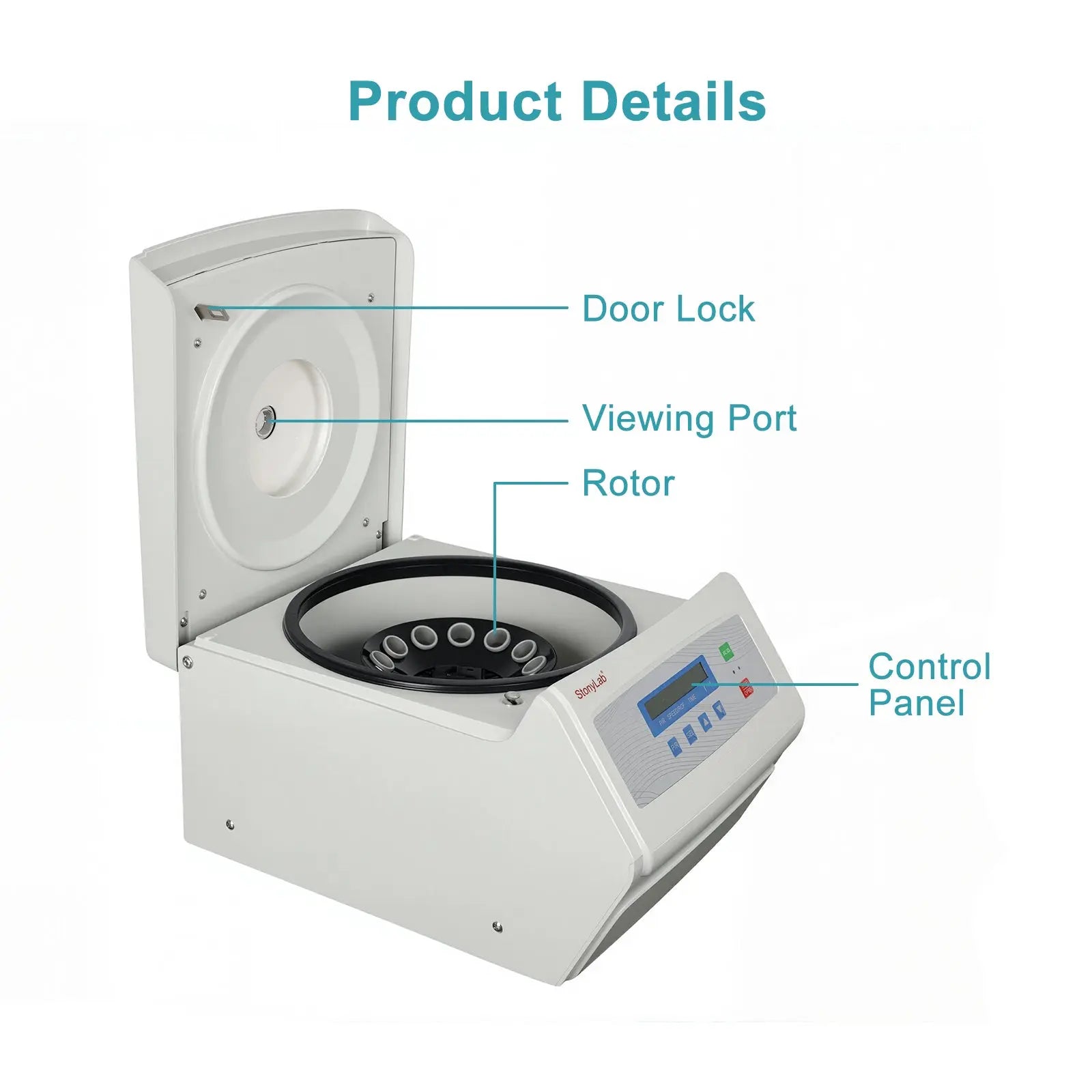 Benchtop low-speed centrifuge up to 4000 rpm 2250 × g with compatible 5–50 ml tube rotor for laboratory sample separation StonyLab