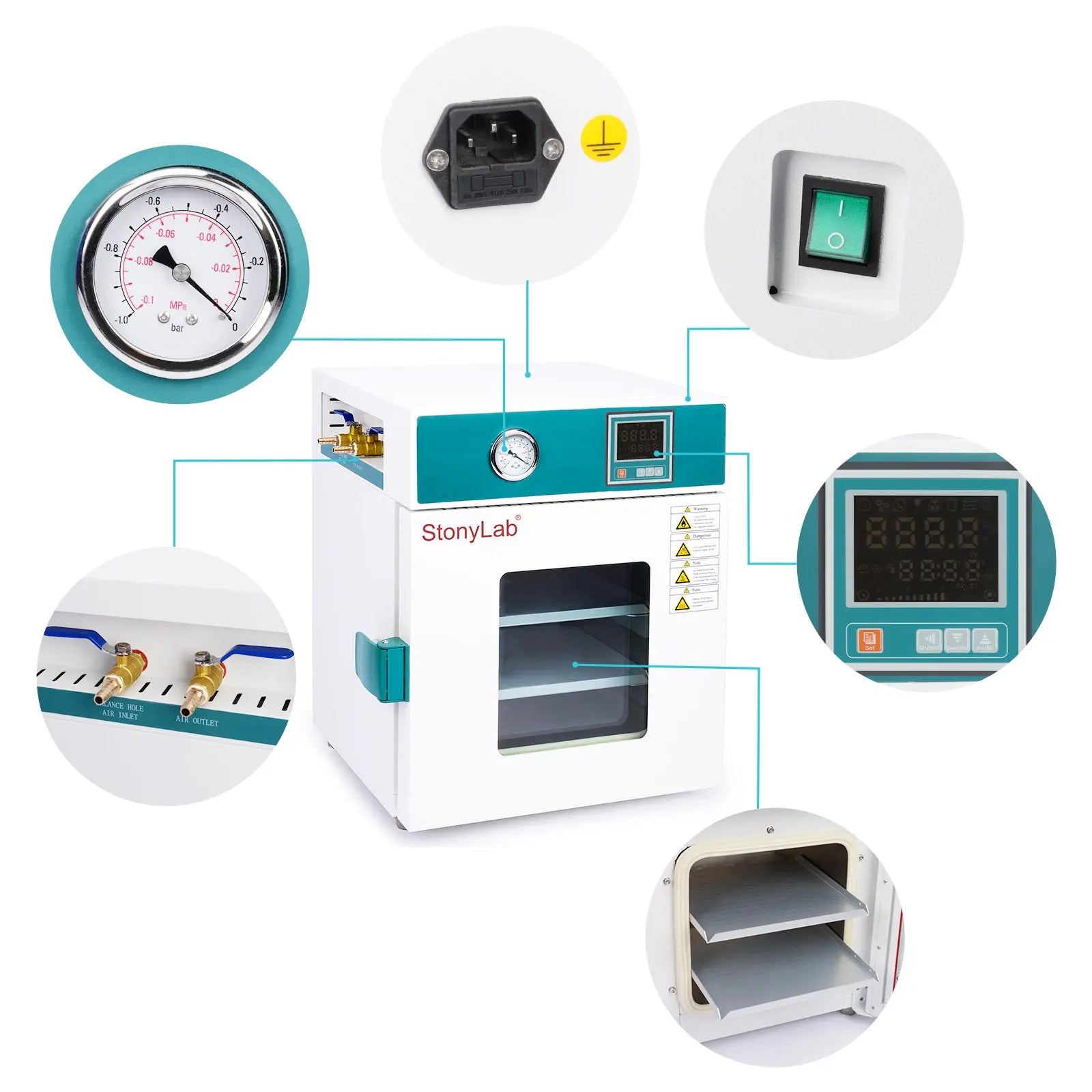 Benchtop Vacuum Drying Oven, 24-214 L, RT-250°C, 133 Pa Oven-Vacuum Drying