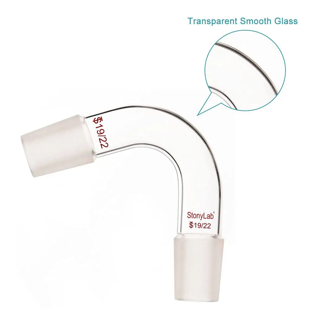 Side view and dimensional layout of the durable StonyLab Bent Distillation Adapter