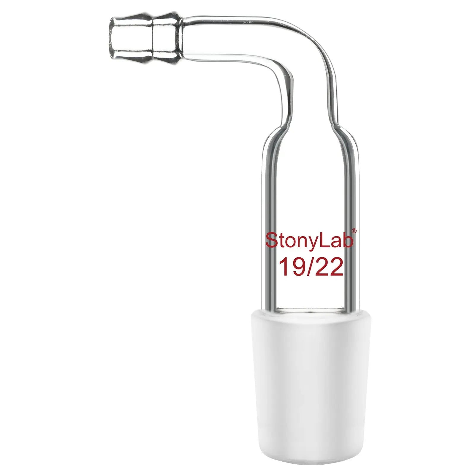 Comprehensive product view and setup components for StonyLab Bent Inlet Adapter with a 10 mm Hose Connection and Male Joint