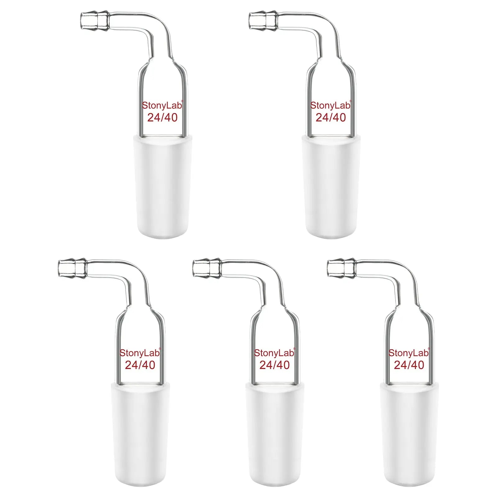 Comprehensive product view and setup components for StonyLab Bent Inlet Adapter with a 10 mm Hose Connection and Male Joint