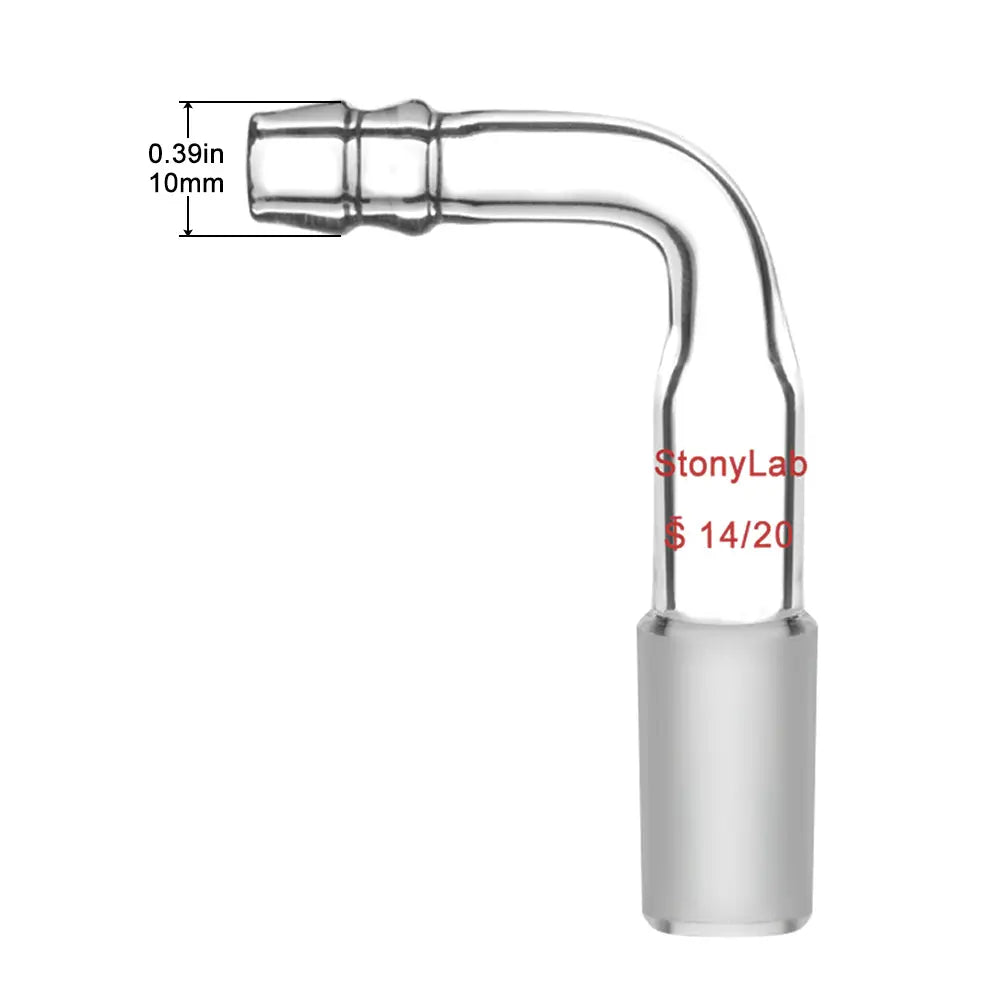 Bent Inlet Adapter With Male Joint and 10 mm Hose Connection - StonyLab Adapters - Inlets / Thermometer 