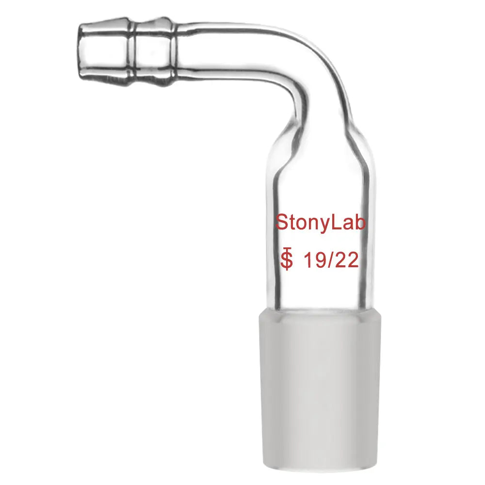 Bent Inlet Adapter With Male Joint and 10 mm Hose Connection - StonyLab Adapters - Inlets / Thermometer 19-22