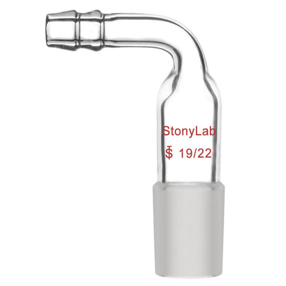 Bent Inlet Adapter With Male Joint and 10 mm Hose Connection - StonyLab Adapters - Inlets / Thermometer 19-22