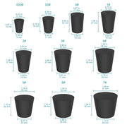 Close-up view showing the precise design and material of StonyLab Black Rubber Stoppers
