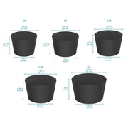 Side view and dimensional layout of the durable StonyLab Black Rubber Stoppers