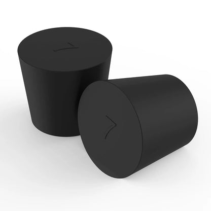 Black Rubber Stoppers, Solid, Size #000 - #12