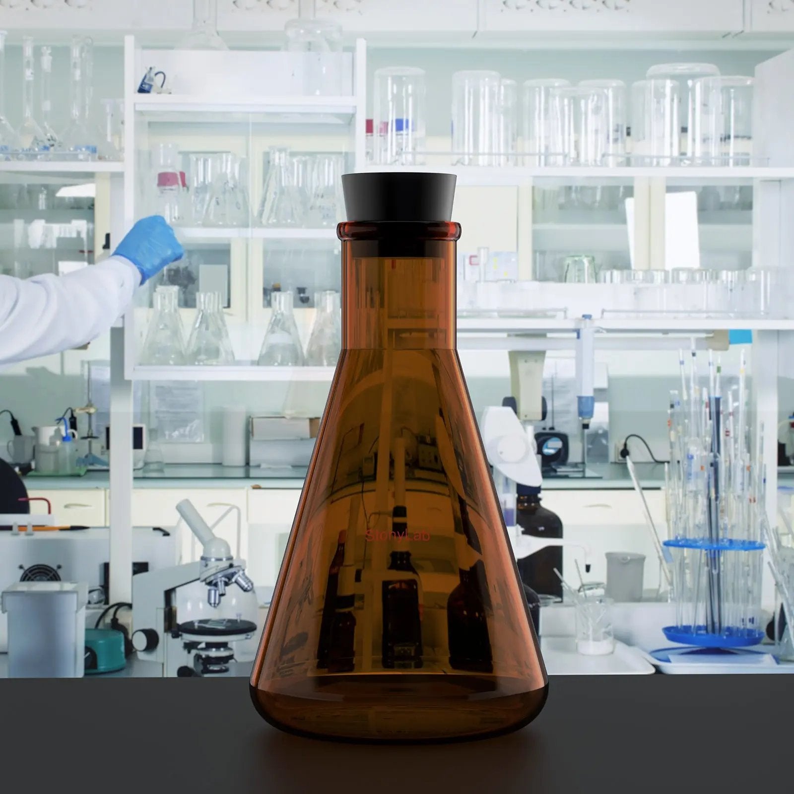 Black Rubber Stoppers, Solid, Size #000 - #12